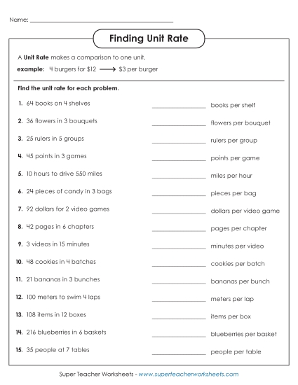 Finding Unit Rate