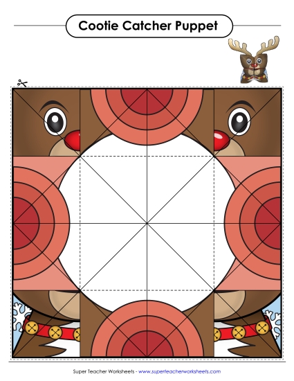 Cootie Catcher Reindeer Christmas Worksheet