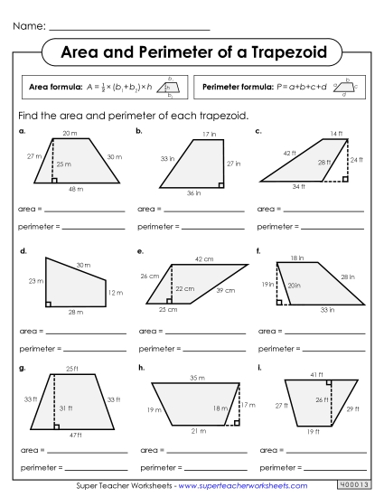 Area & Perimeter of Trapezoids (Intermediate)