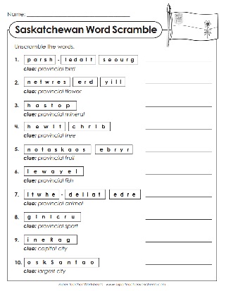 Saskatchewan Word Puzzles