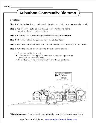 Suburban Landscape Diorama Worksheet