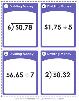 Money Division - Printable Task Cards Money Division - Printable Task Cards