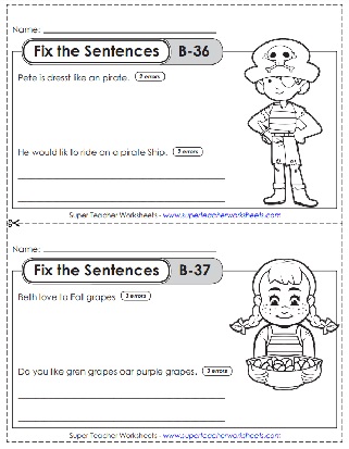 Editing Sentences Worksheet