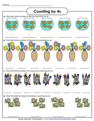 Count by 4s Worksheets