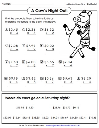 Money Multiplication Riddle (Printable) Money Multiplication Riddle (Printable)