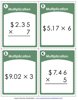 Money Multiplication Task Cards Money Multiplication Task Cards