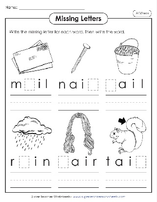 Phonics Write the Missing Letters ai Words Worksheet Phonics Write the Missing Letters ai Words Worksheet