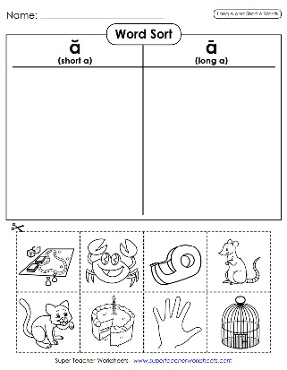 Phonics Worksheets - Long A, Short A
