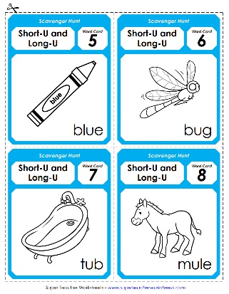 Phonics Vowel Sounds Short U Long U - Printable Worksheets