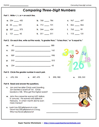 Place Value Worksheets (Comparing)