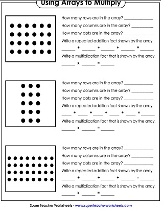 Using Arrays to Multiply Worksheets