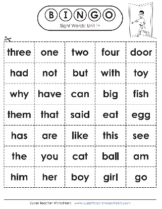 Sight Words Bingo Activity