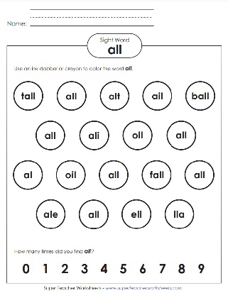 Snap Word Bingo Dabbers