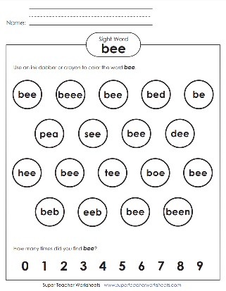 Buzz Buzz : Bee Sight Word Worksheet