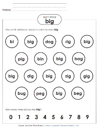Sight Word Worksheet: Big