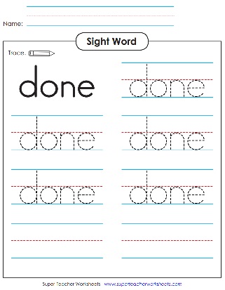 Snap Word Printable Worksheets - Done