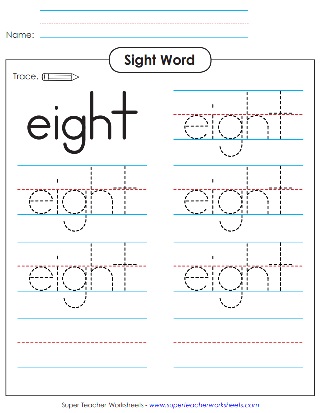 Sight Words - Numbers - Eight