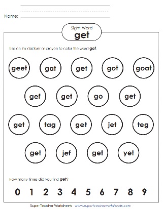 Dabbing Worksheet: Get