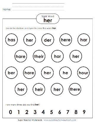 Sight Word PDF: Her
