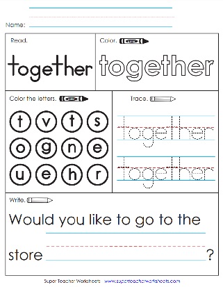 Sight Word Practice Activity: Together