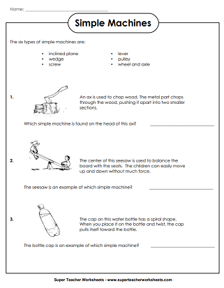Simple Machines Worksheets