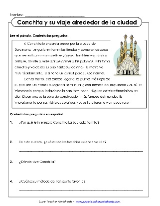 Conchita y su viaje alrededor de la ciudad hoja de c&aacute;lculo