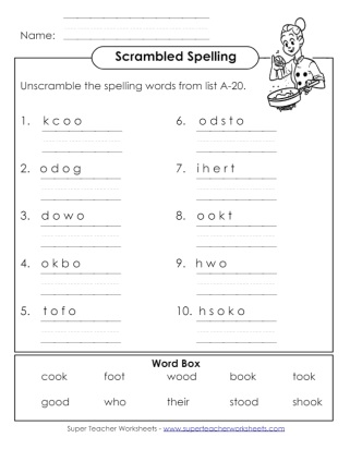 Spelling Grade 1 Scrambled Words