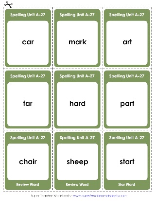 First Grade Spelling Flashcards