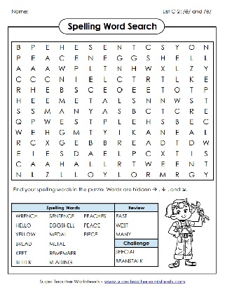 3rd Grade Spelling Word Search Puzzle