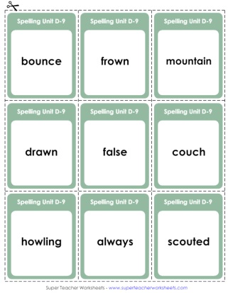 Flashcards Spelling Fourth Grade