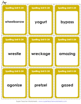Grade 5 Flash Cards Spelling