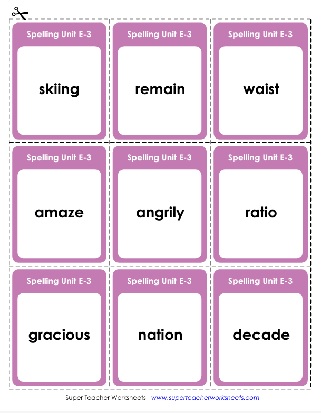 5th Grade Flash Cards Words that have Long a or Long e Vowel Sounds Worksheet