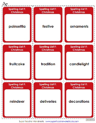 Sixth Grade Spelling - Christmas - Flashcards