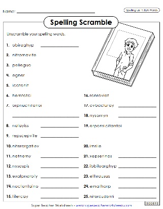 Printable Sixth Grade Spelling Worksheets