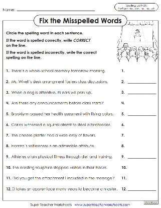 Spelling Worksheets - 6th Grade Printables