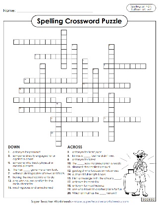 Spelling Crossword Puzzle - Sixth Grade