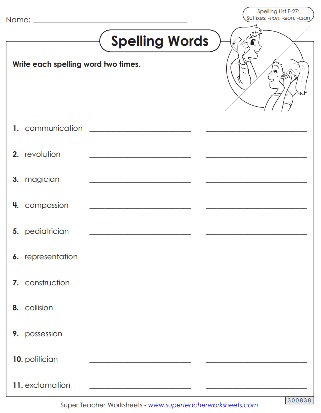 Sixth Grade Spelling - Writing Practice