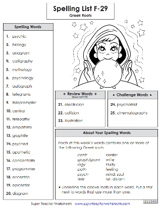 6th Grade Spelling Worksheets
