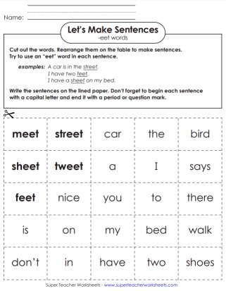 Make Sentences with the Word Family -eet Worksheet