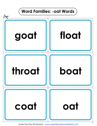 Word Family Worksheets - oat